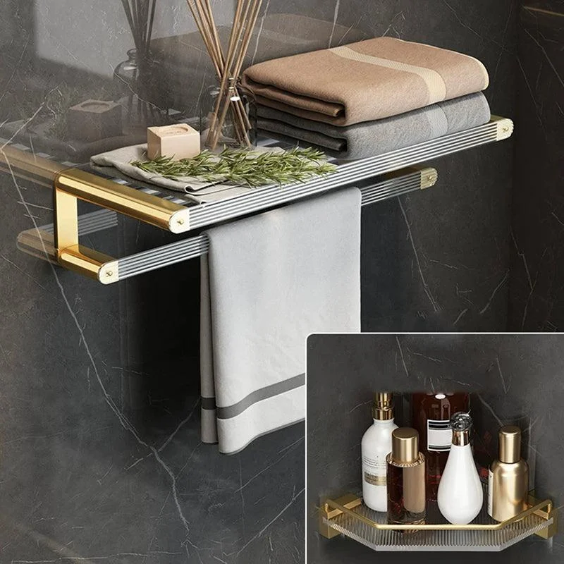 Modern Bathroom Accessory Set Bath Shelf Gold Towel Bar Bath Hardware Set -Bathlova