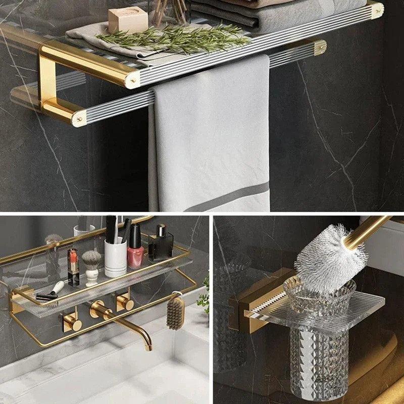 Modern Bathroom Accessory Set Bath Shelf Gold Towel Bar Bath Hardware Set -Bathlova