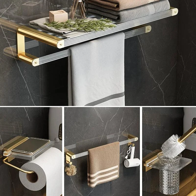 Modern Bathroom Accessory Set Bath Shelf Gold Towel Bar Bath Hardware Set -Bathlova