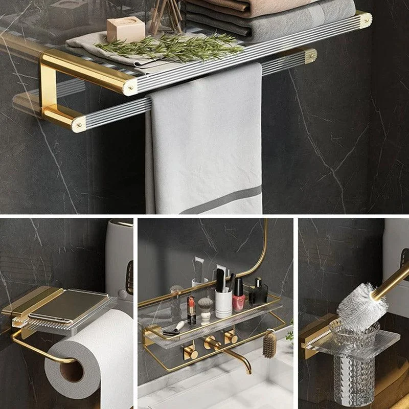 Modern Bathroom Accessory Set Bath Shelf Gold Towel Bar Bath Hardware Set -Bathlova