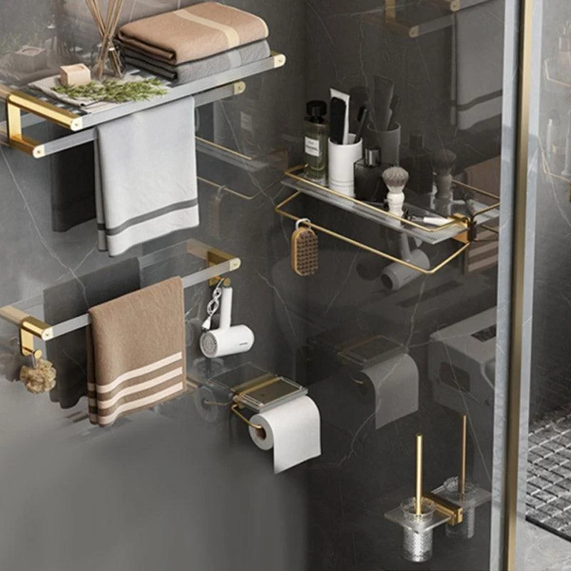 Modern Bathroom Accessory Set Bath Shelf Gold Towel Bar Bath Hardware Set -Bathlova