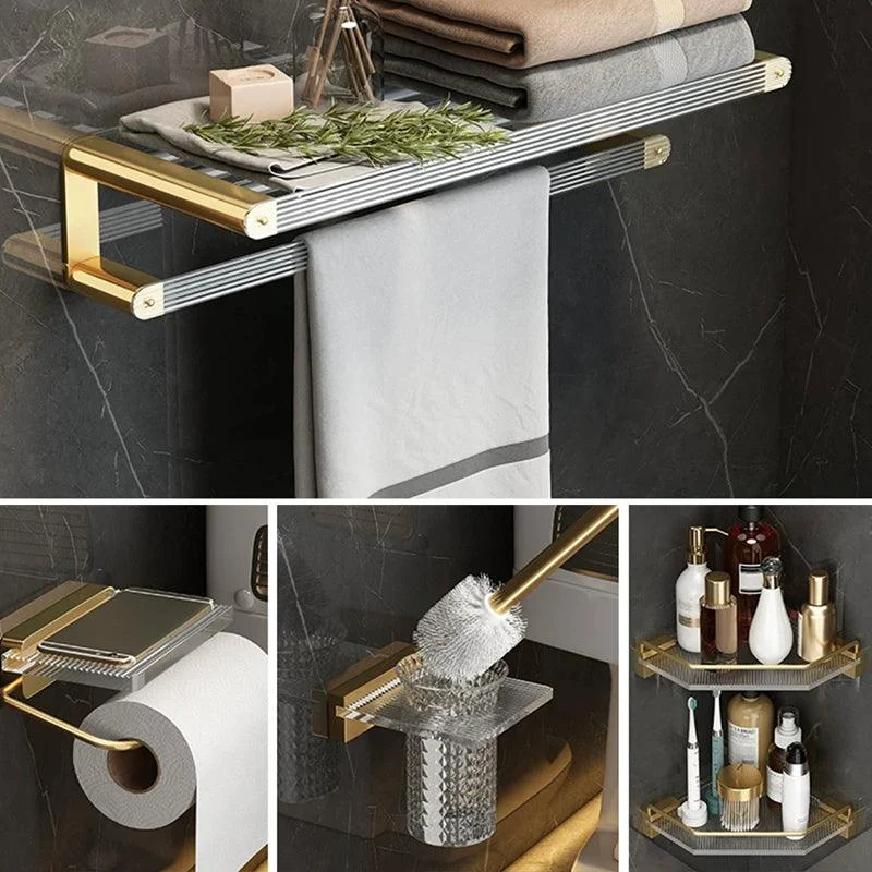 Modern Bathroom Accessory Set Bath Shelf Gold Towel Bar Bath Hardware Set -Bathlova