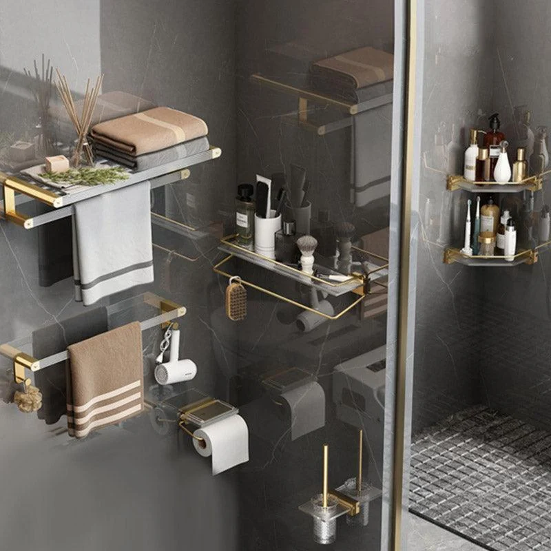 Modern Bathroom Accessory Set Bath Shelf Gold Towel Bar Bath Hardware Set -Bathlova