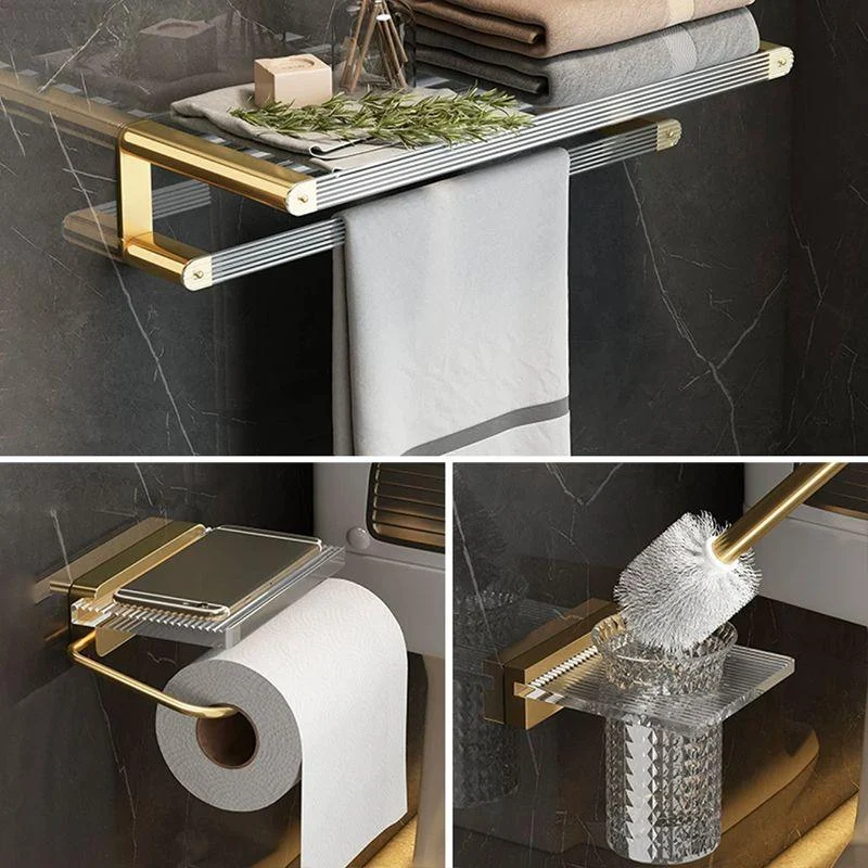 Modern Bathroom Accessory Set Bath Shelf Gold Towel Bar Bath Hardware Set -Bathlova