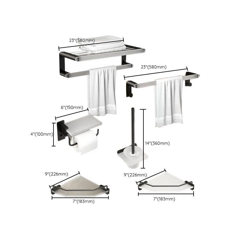 Modern Bathroom Accessory Set Bath Shelf Towel Bar Black Bath Hardware Set -Bathlova