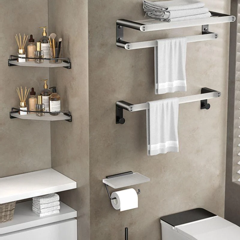 Modern Bathroom Accessory Set Bath Shelf Towel Bar Black Bath Hardware Set -Bathlova