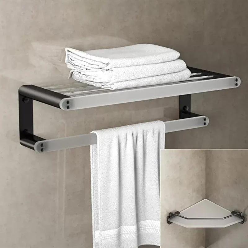 Modern Bathroom Accessory Set Bath Shelf Towel Bar Black Bath Hardware Set -Bathlova