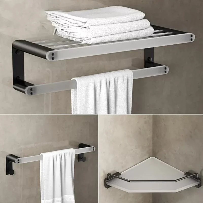 Modern Bathroom Accessory Set Bath Shelf Towel Bar Black Bath Hardware Set -Bathlova