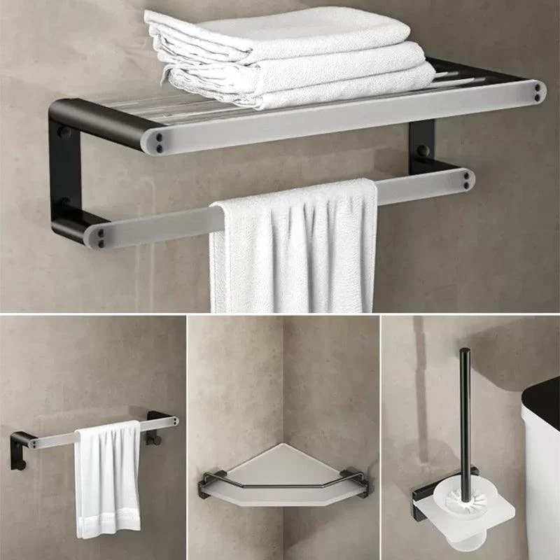 Modern Bathroom Accessory Set Bath Shelf Towel Bar Black Bath Hardware Set -Bathlova