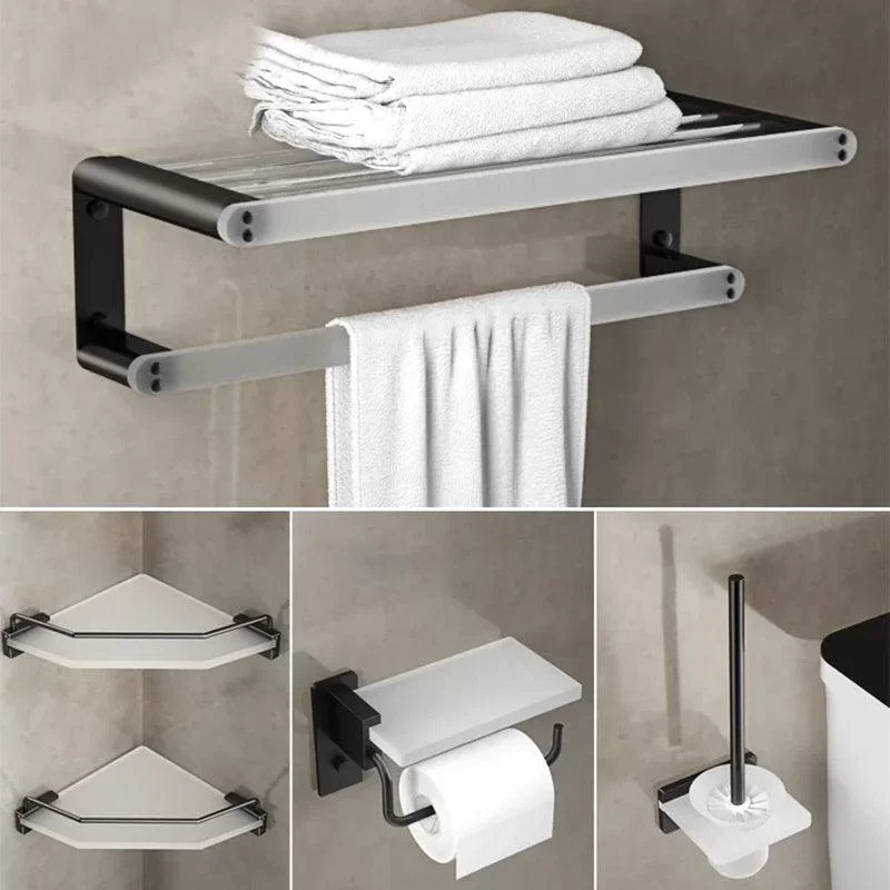 Modern Bathroom Accessory Set Bath Shelf Towel Bar Black Bath Hardware Set -Bathlova