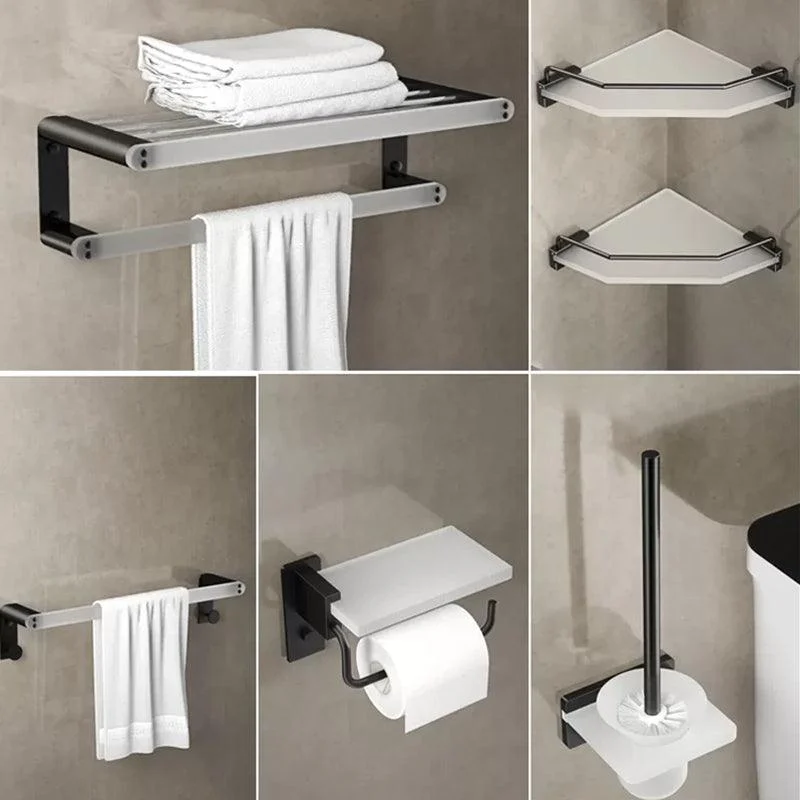 Modern Bathroom Accessory Set Bath Shelf Towel Bar Black Bath Hardware Set -Bathlova