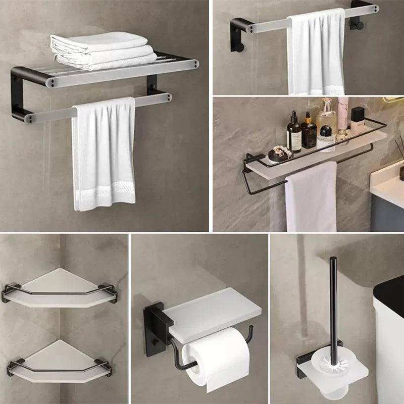 Modern Bathroom Accessory Set Bath Shelf Towel Bar Black Bath Hardware Set -Bathlova