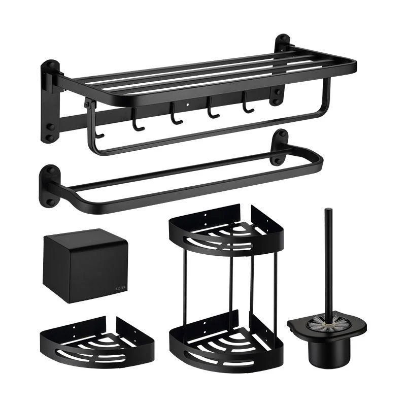 Modern Bathroom Accessory Set Bath Shelf Towel Bar Matte Black Bath Hardware Set -Bathlova