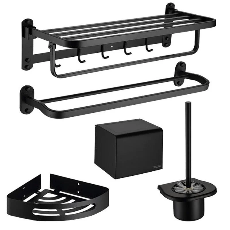 Modern Bathroom Accessory Set Bath Shelf Towel Bar Matte Black Bath Hardware Set -Bathlova