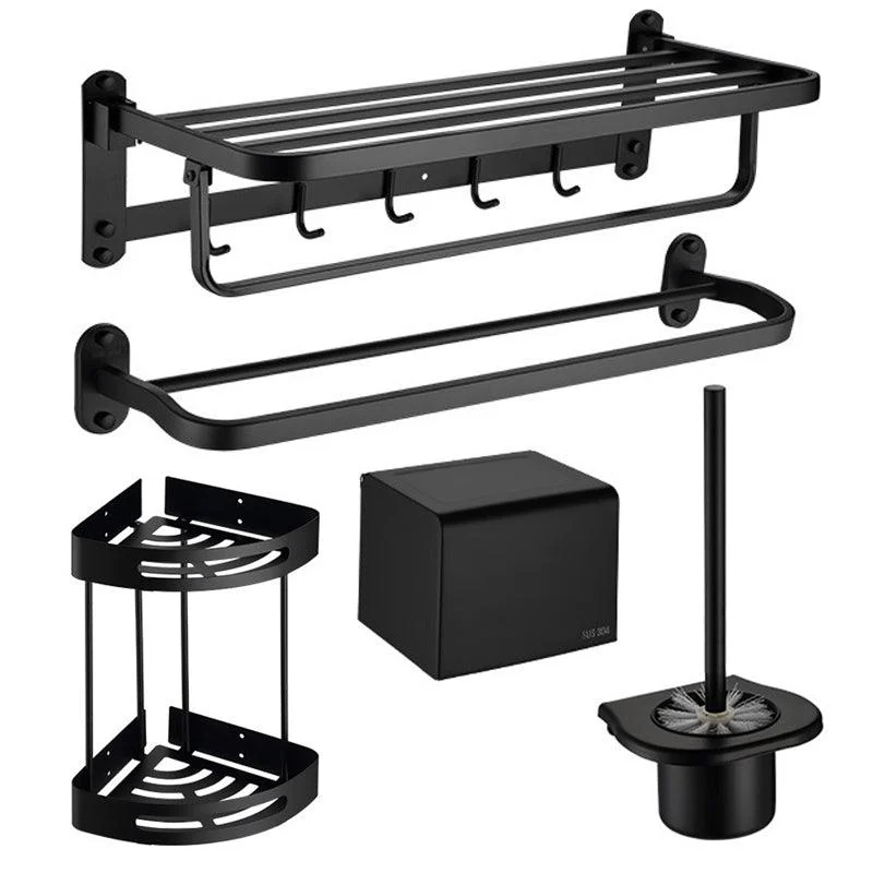 Modern Bathroom Accessory Set Bath Shelf Towel Bar Matte Black Bath Hardware Set -Bathlova