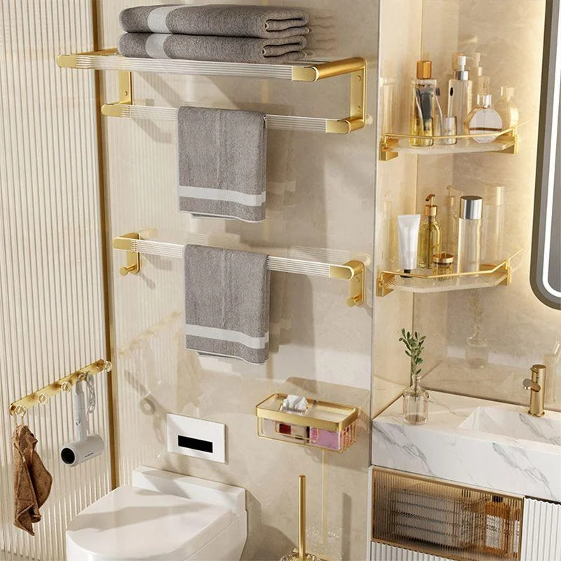 Modern Bathroom Accessory Set in Gold Metal and Acrylic Bath Hardware Set -Bathlova