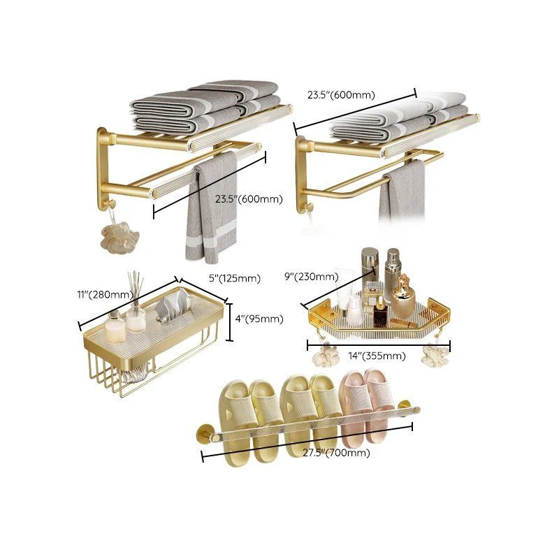 Modern Bathroom Accessory Set in Gold Metal and Acrylic Bath Hardware Set -Bathlova