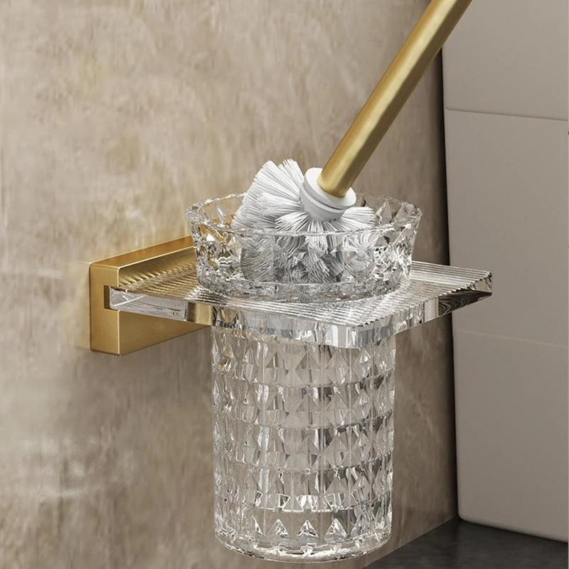 Modern Bathroom Accessory Set in Gold Metal and Acrylic Bath Hardware Set -Bathlova