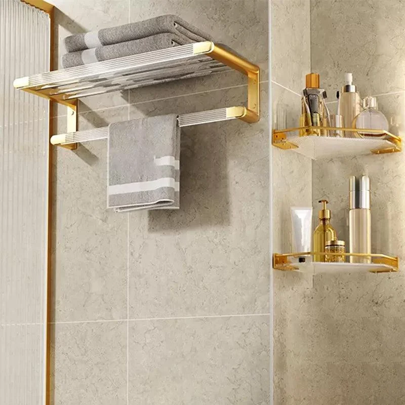 Modern Bathroom Accessory Set in Gold Metal and Acrylic Bath Hardware Set -Bathlova