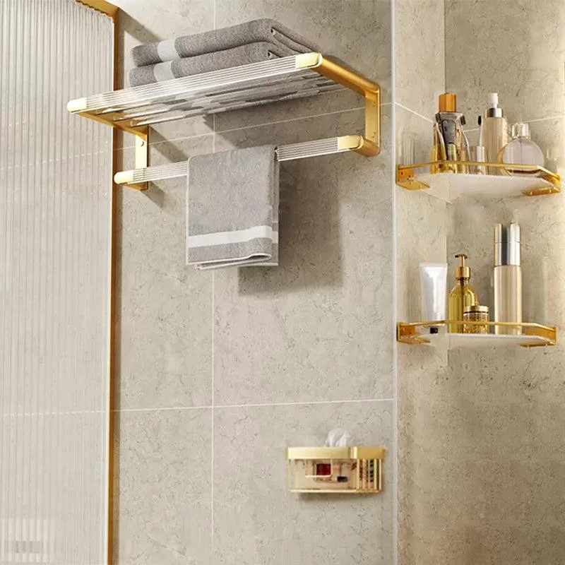 Modern Bathroom Accessory Set in Gold Metal and Acrylic Bath Hardware Set -Bathlova