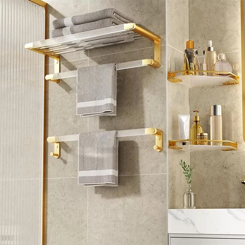 Modern Bathroom Accessory Set in Gold Metal and Acrylic Bath Hardware Set -Bathlova