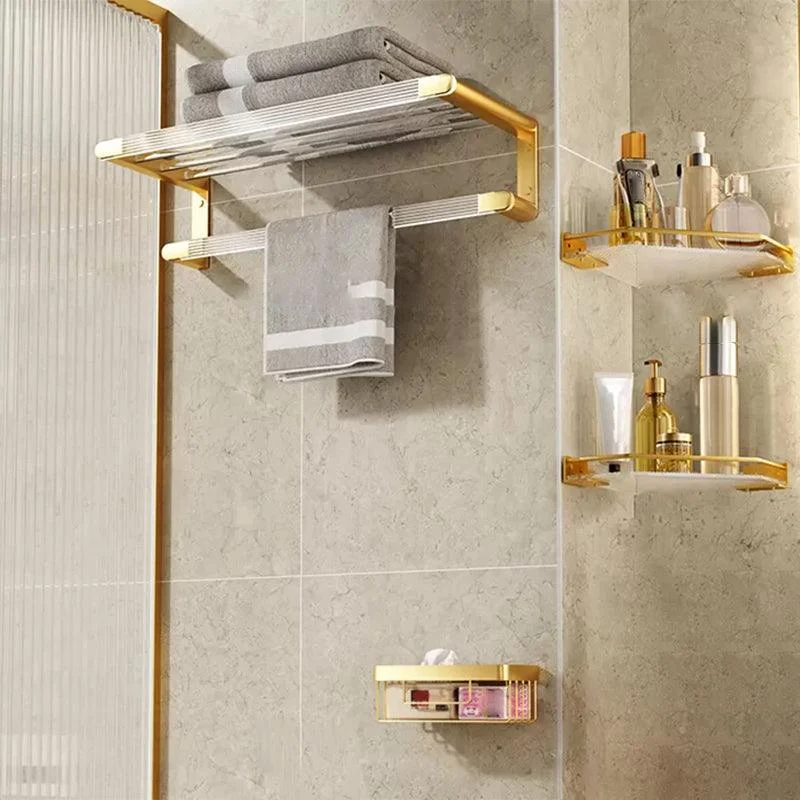 Modern Bathroom Accessory Set in Gold Metal and Acrylic Bath Hardware Set -Bathlova