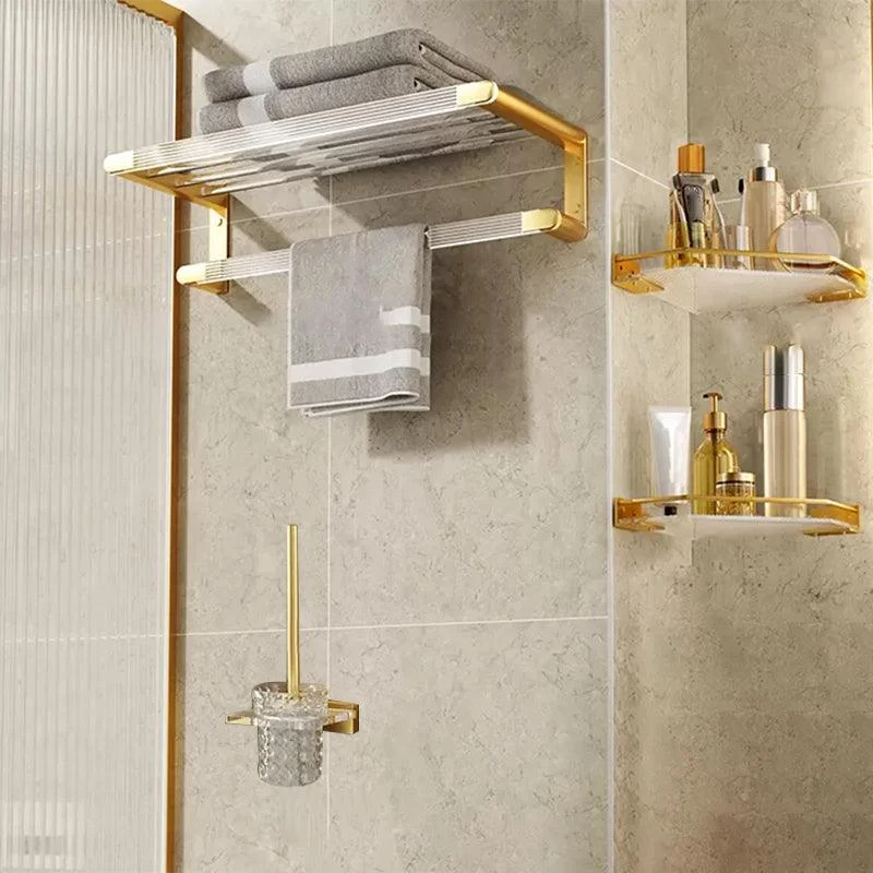 Modern Bathroom Accessory Set in Gold Metal and Acrylic Bath Hardware Set -Bathlova