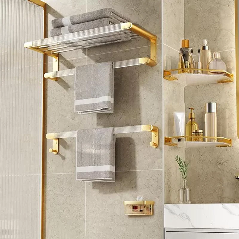 Modern Bathroom Accessory Set in Gold Metal and Acrylic Bath Hardware Set -Bathlova