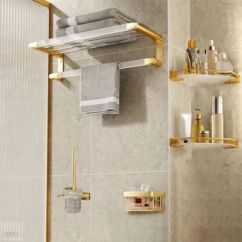 Modern Bathroom Accessory Set in Gold Metal and Acrylic Bath Hardware Set -Bathlova