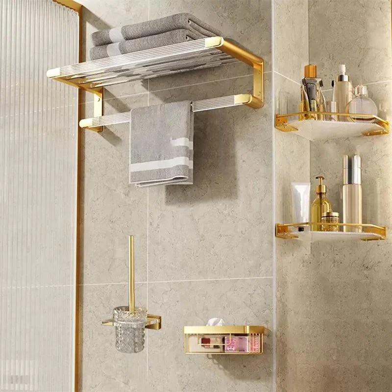 Modern Bathroom Accessory Set in Gold Metal and Acrylic Bath Hardware Set -Bathlova