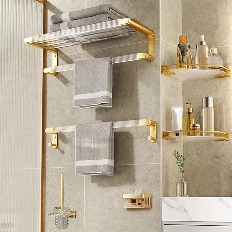 Modern Bathroom Accessory Set in Gold Metal and Acrylic Bath Hardware Set -Bathlova