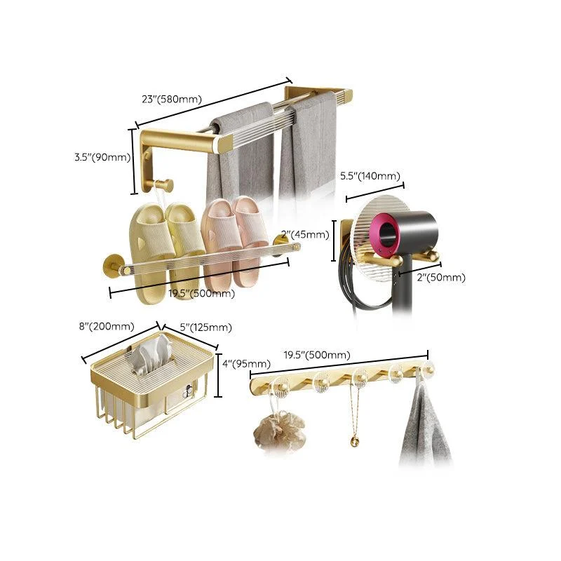 Modern Bathroom Accessory Set in Gold Metal and Acrylic Bath Hardware Set -Bathlova