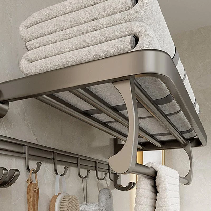 Modern Bathroom Accessory Set in Gray with Bath Shelf/Towel Bar/Robe Hooks & Paper Holder -Bathlova