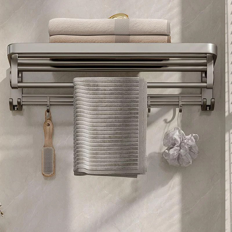 Modern Bathroom Accessory Set in Gray with Bath Shelf/Towel Bar/Robe Hooks & Paper Holder -Bathlova