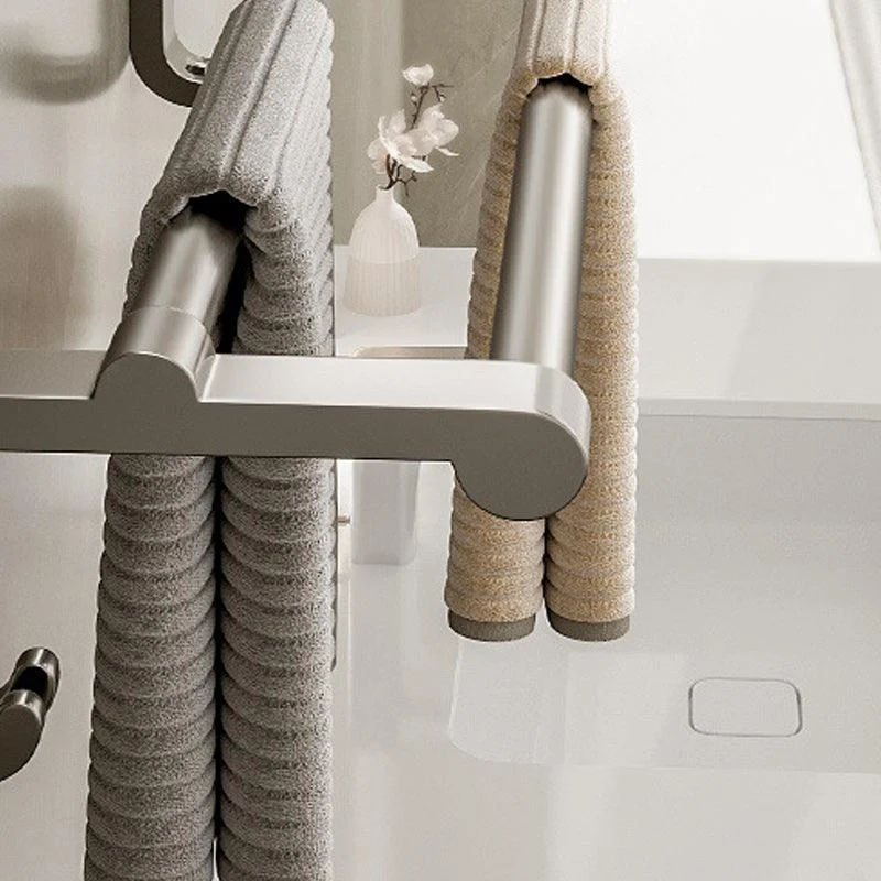 Modern Bathroom Accessory Set in Gray with Bath Shelf/Towel Bar/Robe Hooks & Paper Holder -Bathlova