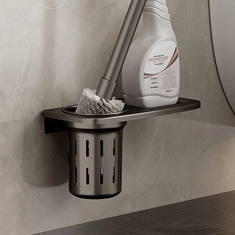 Modern Bathroom Accessory Set in Gray with Bath Shelf/Towel Bar/Robe Hooks & Paper Holder -Bathlova