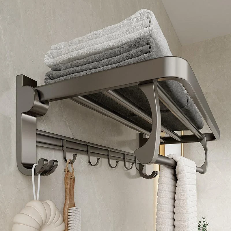 Modern Bathroom Accessory Set in Gray with Bath Shelf/Towel Bar/Robe Hooks & Paper Holder -Bathlova