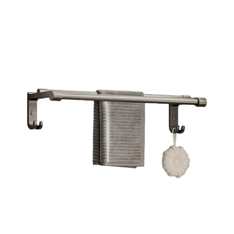 Modern Bathroom Accessory Set in Gray with Bath Shelf/Towel Bar/Robe Hooks & Paper Holder -Bathlova