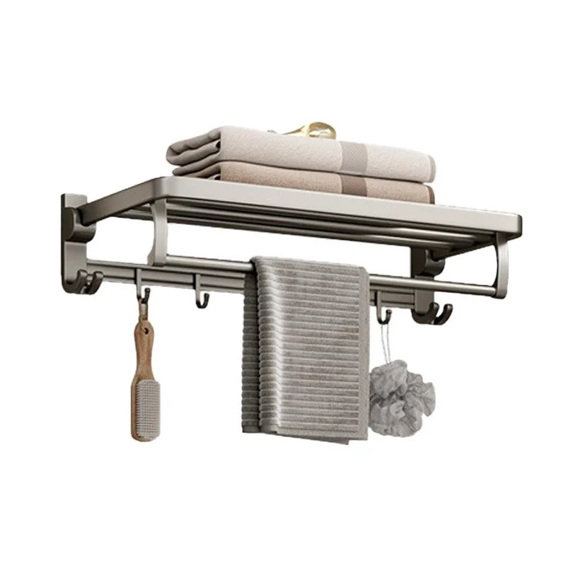 Modern Bathroom Accessory Set in Gray with Bath Shelf/Towel Bar/Robe Hooks & Paper Holder -Bathlova