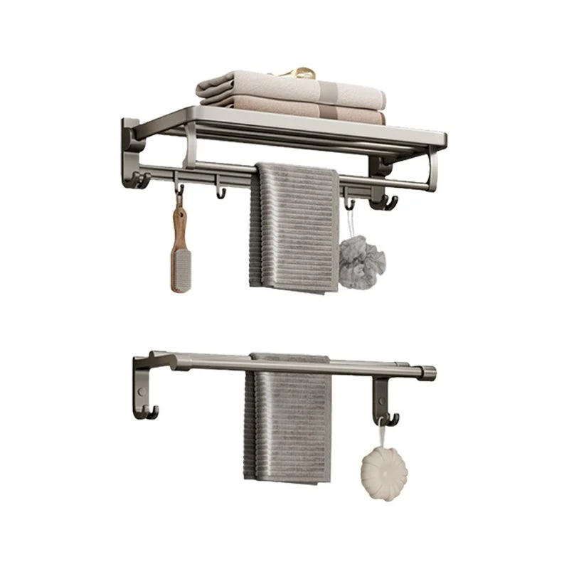 Modern Bathroom Accessory Set in Gray with Bath Shelf/Towel Bar/Robe Hooks & Paper Holder -Bathlova