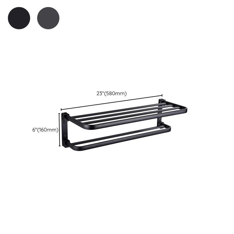 Modern Bathroom Accessory Set Matte Black/Gray Bath Shelf/Towel Bar & Paper Holder -Bathlova