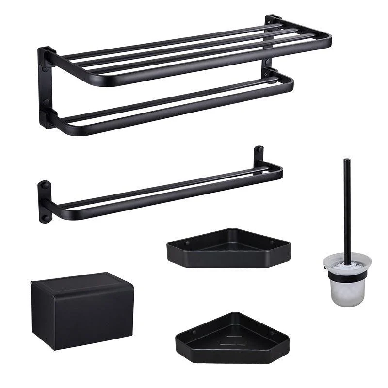 Modern Bathroom Accessory Set Matte Black/Gray Bath Shelf/Towel Bar & Paper Holder -Bathlova