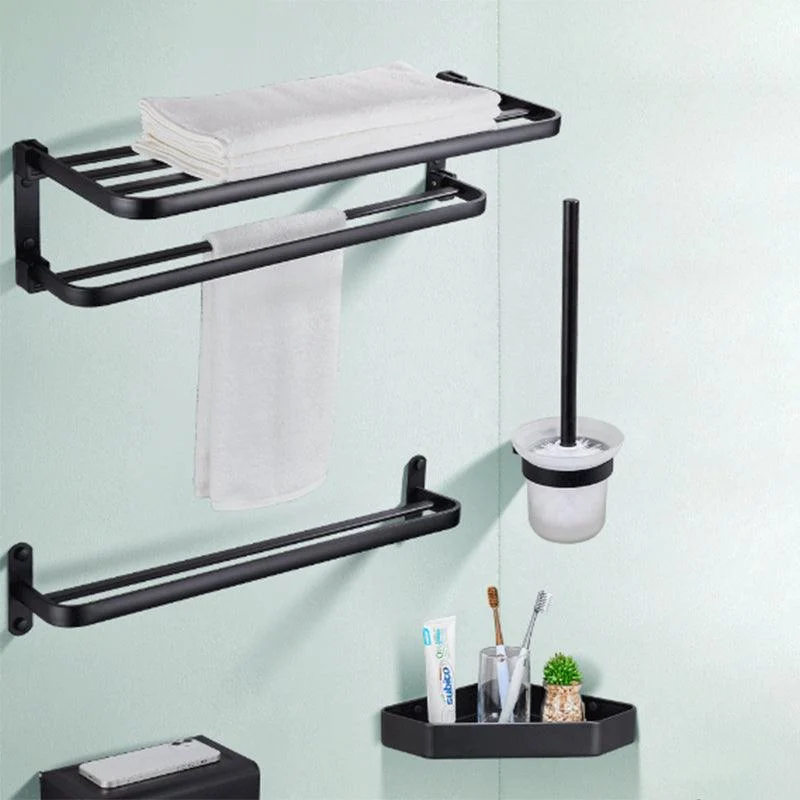 Modern Bathroom Accessory Set Matte Black/Gray Bath Shelf/Towel Bar & Paper Holder -Bathlova