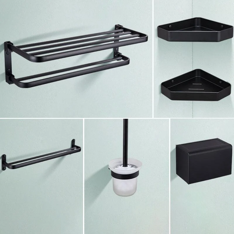 Modern Bathroom Accessory Set Matte Black/Gray Bath Shelf/Towel Bar & Paper Holder -Bathlova