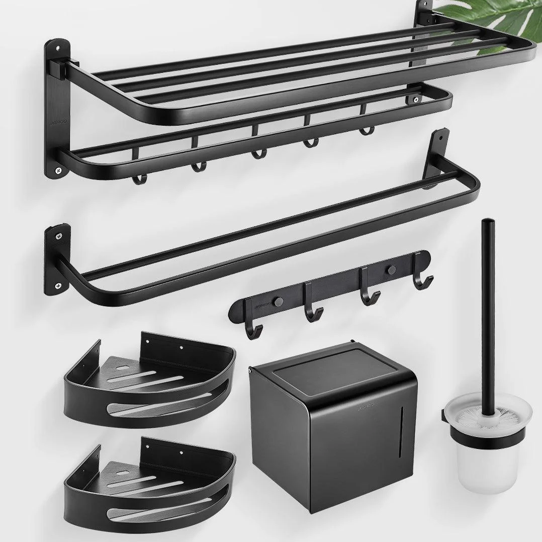 Modern Bathroom Accessory Set Metal Bathroom Hardware in Matte Black -Bathlova