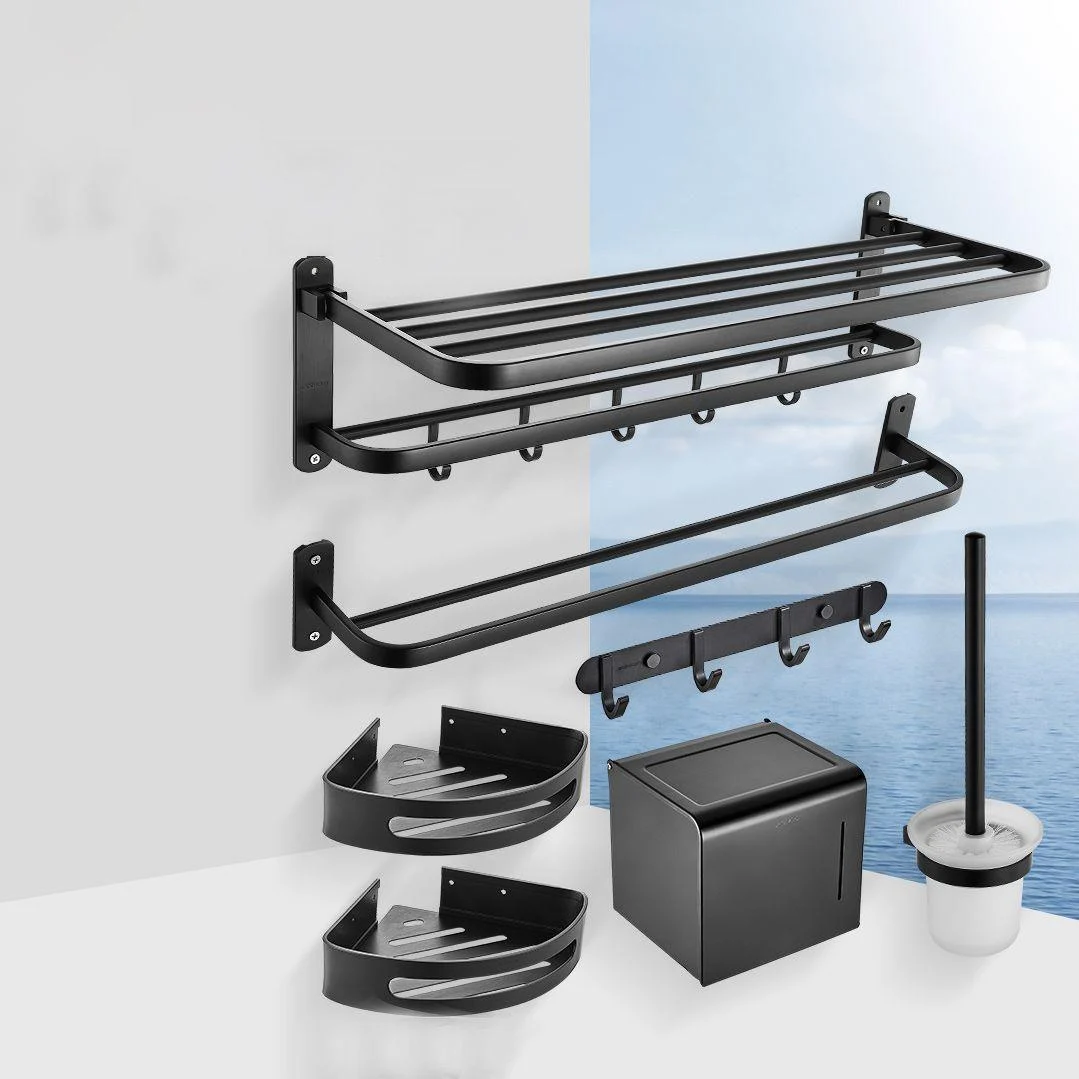 Modern Bathroom Accessory Set Metal Bathroom Hardware in Matte Black -Bathlova