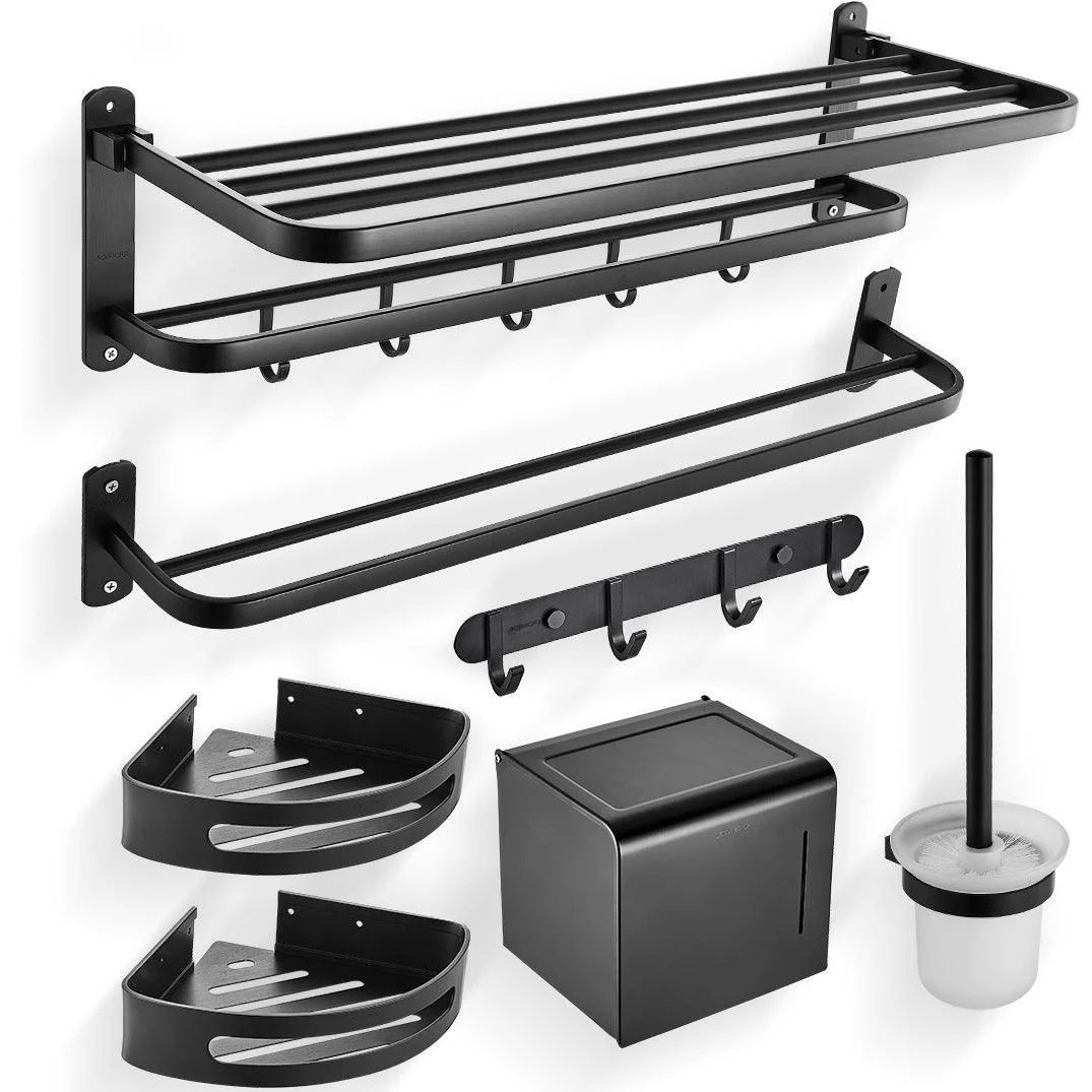 Modern Bathroom Accessory Set Metal Bathroom Hardware in Matte Black -Bathlova