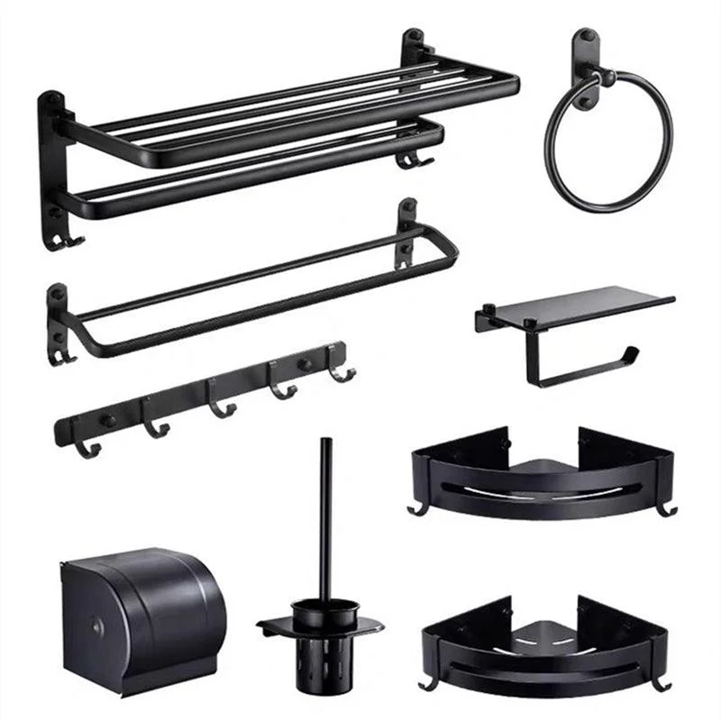 Modern Bathroom Accessory Set Towel Bar Black Soap Dish Bath Hardware Set -Bathlova