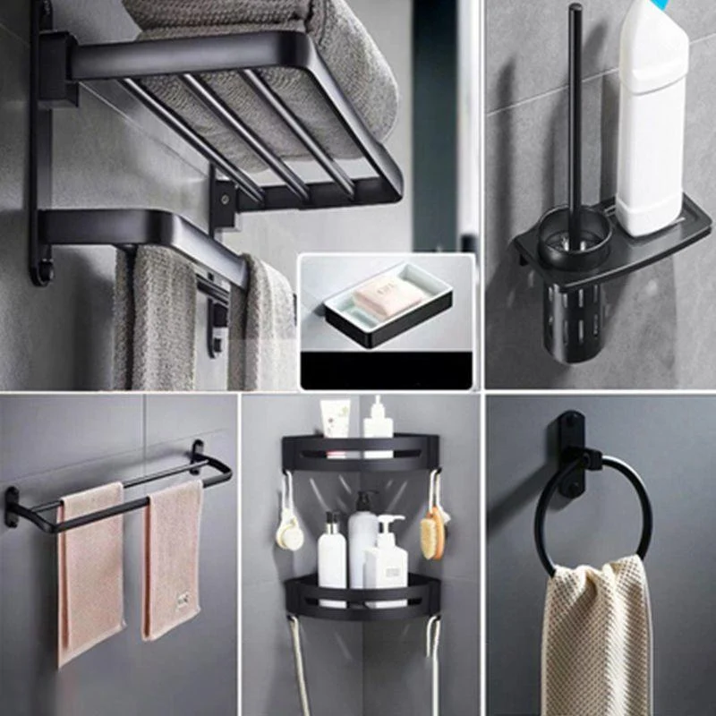 Modern Bathroom Accessory Set Towel Bar Black Soap Dish Bath Hardware Set -Bathlova