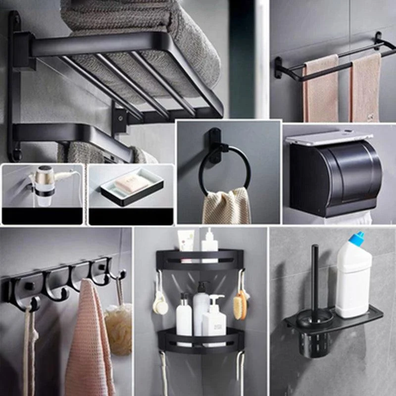 Modern Bathroom Accessory Set Towel Bar Black Soap Dish Bath Hardware Set -Bathlova